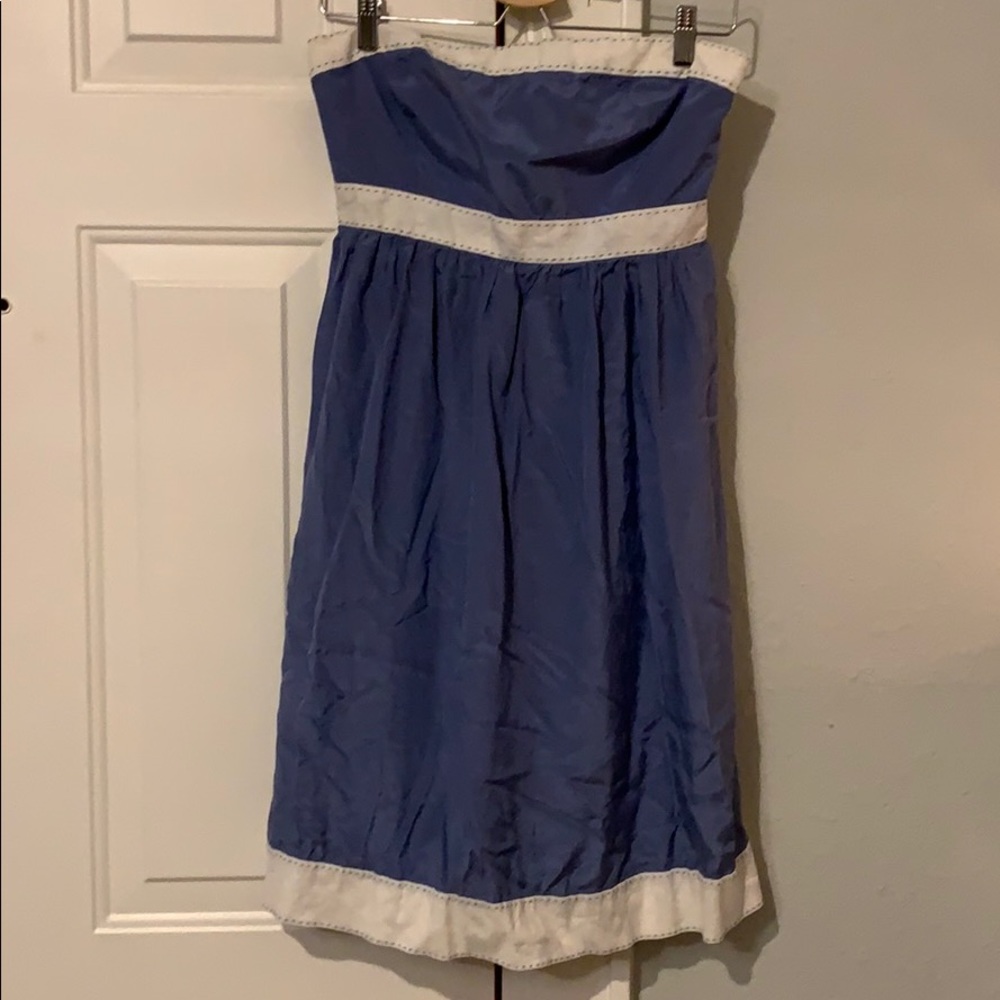 Blue & White Strapless Dress - Size 4